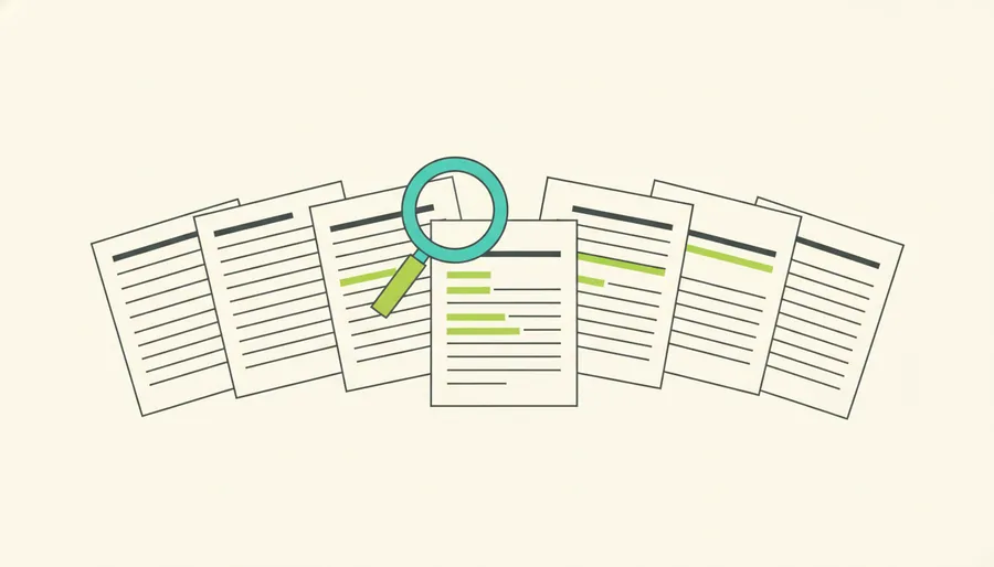 Patient record cards under a magnifying lens