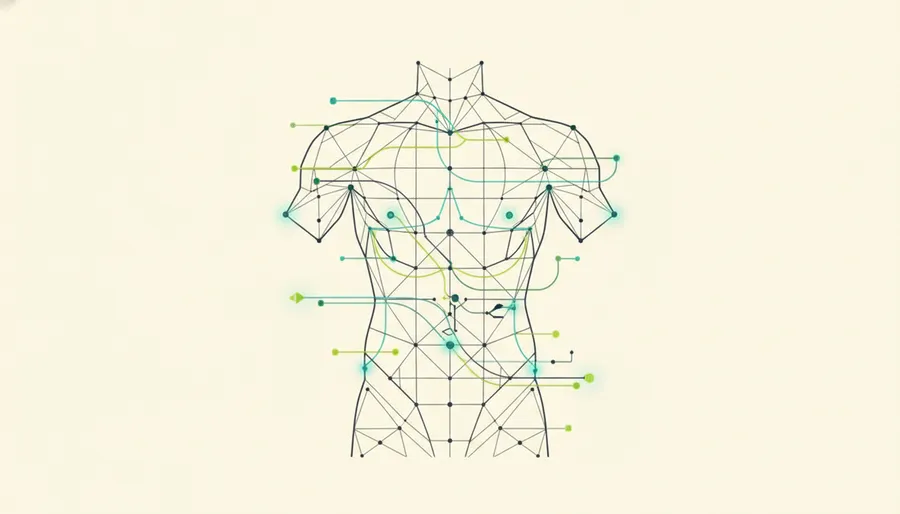 Mesh model of a human torso, illustrating computer simulation of biological systems